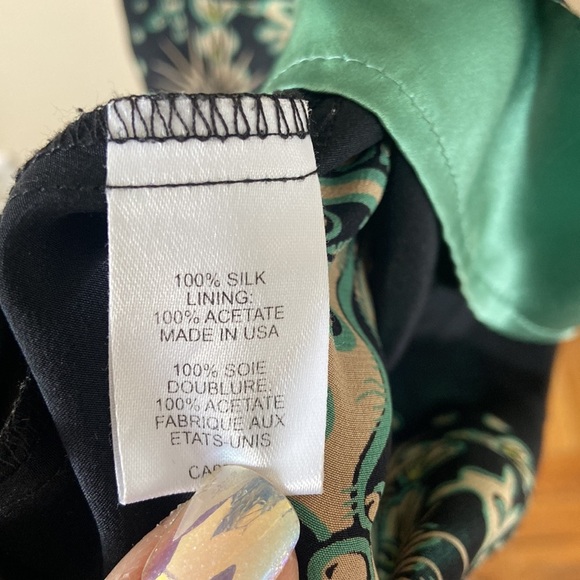 Nanette Lepore Silk Short Mini Dress Black Green SeaShell Ocean Print Theme - Picture 6 of 7